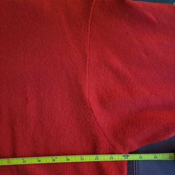 Embellished Shoulder Appliques Vintage Cashmere Blend Bright Red Sweater - Picture 11 of 15